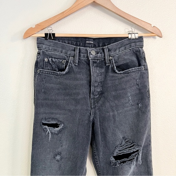 GRLFRND Ripped High Rise Button Fly Jeans in Grey Black - Picture 9 of 14